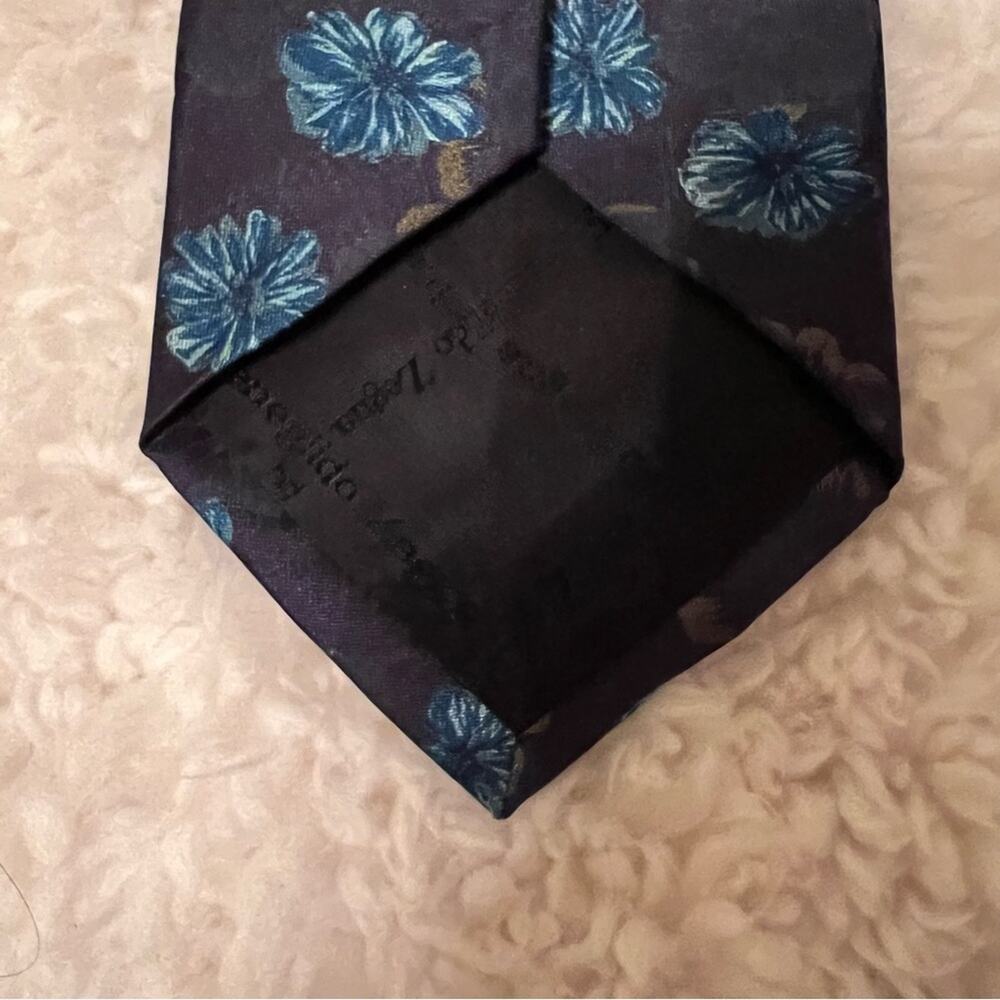 Ermenegildo Zegna Silk Tropical Floral Tie Turquoise Aqua Flowers - Picture 5 of 6